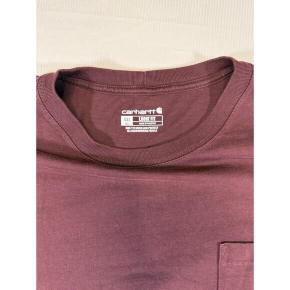 Carhartt Long Sleeve T Shirt Front Pocket Loose Fit Size 4XL Tall Red Maroon - Picture 6 of 8